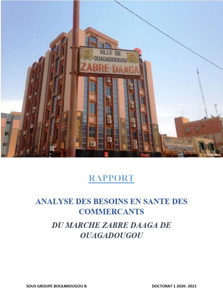 Besoins en santé des commerçants à Zabre Daaga | PDF | Assainissement