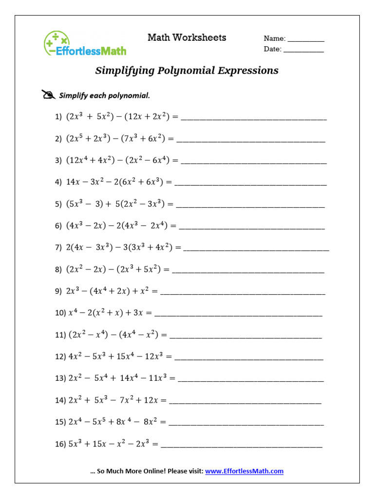 Simplifying Polynomial Expressions | PDF