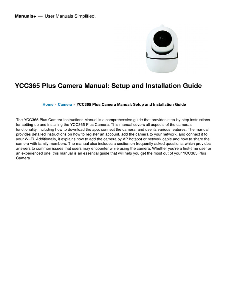 Ycc365 Plus Manual Camera Instructions PDF Wi Fi Qr Code