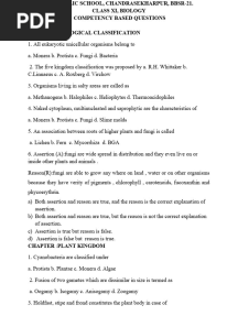 Xi - Biology - Work Sheet - Competency Based QNS