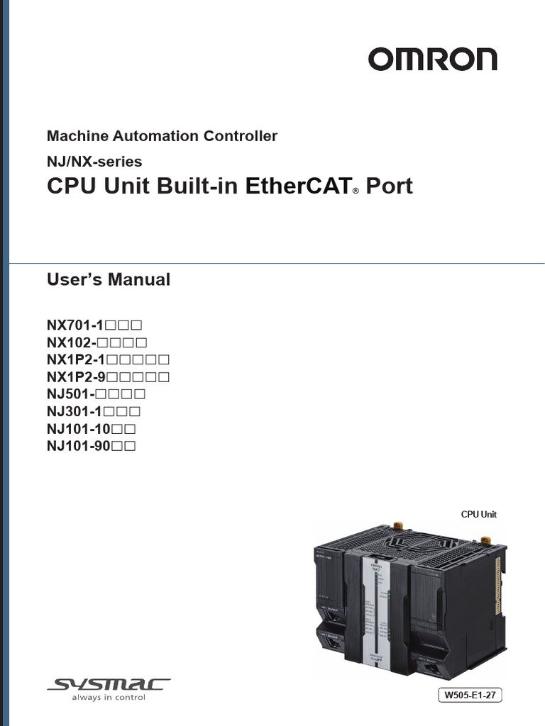 NJ - NX-series CPU Unit Built-In EtherCAT Port User's Manual | PDF ...