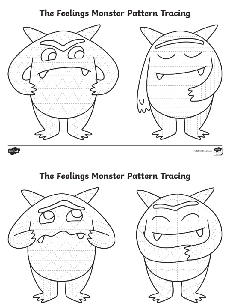 The feelings monster pattern tracing activity pdf