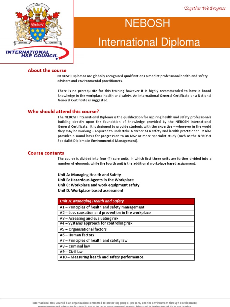 NEBOSH Diploma for Safety Pros | PDF | Occupational Safety And Health ...