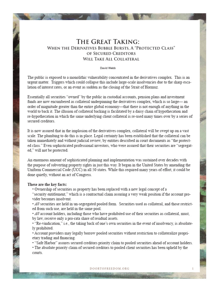 The great taking 2 pager pdf securities finance financial markets