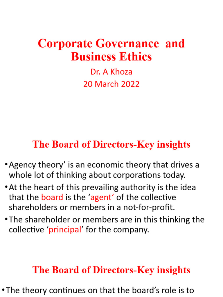 Understanding Corporate Governance Roles | PDF | Board Of Directors ...
