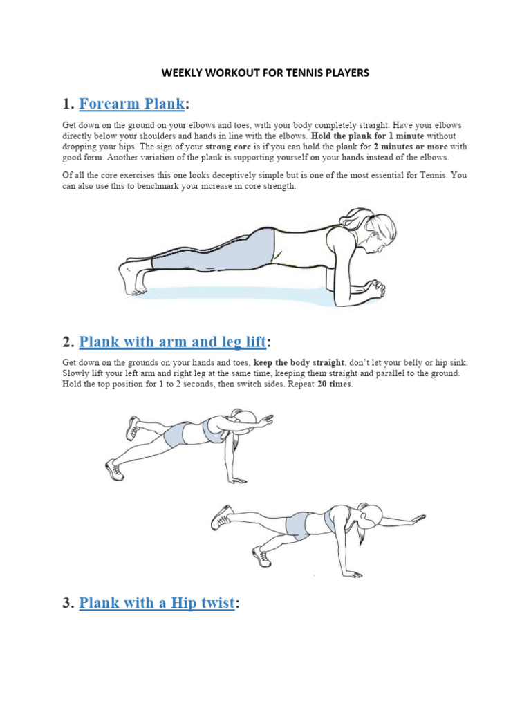 Weekly Tennis Workout Plan | PDF | Elbow | Knee