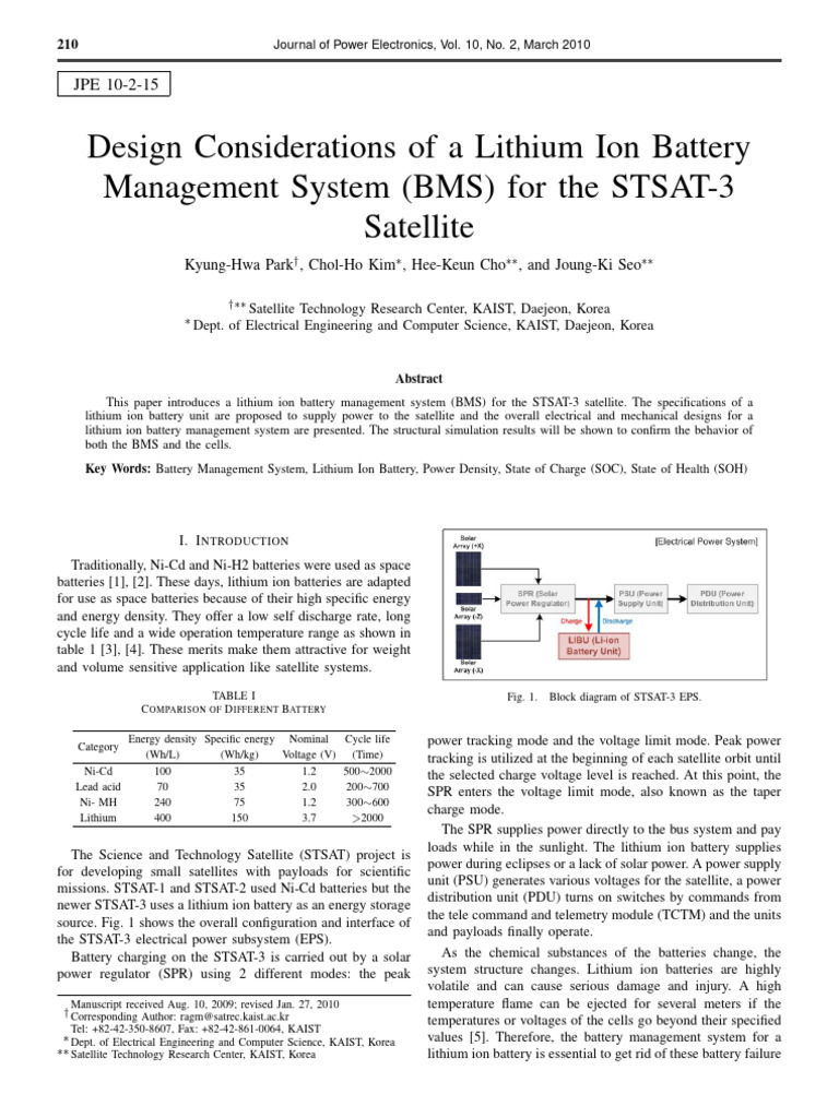 Satellite Battery Management Design | PDF | Lithium Ion Battery ...