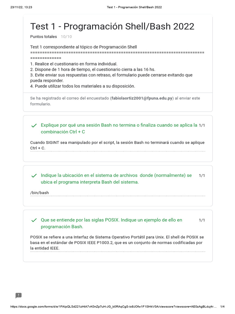 Test 1 - Programación Shell - Bash 2022 | Descargar gratis PDF ...