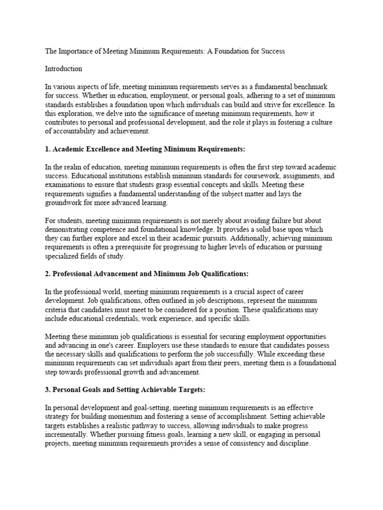 MINIMUM REQUIREMENTS SYNONYMS intelligence overview