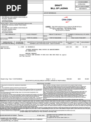 BILL OF LADING