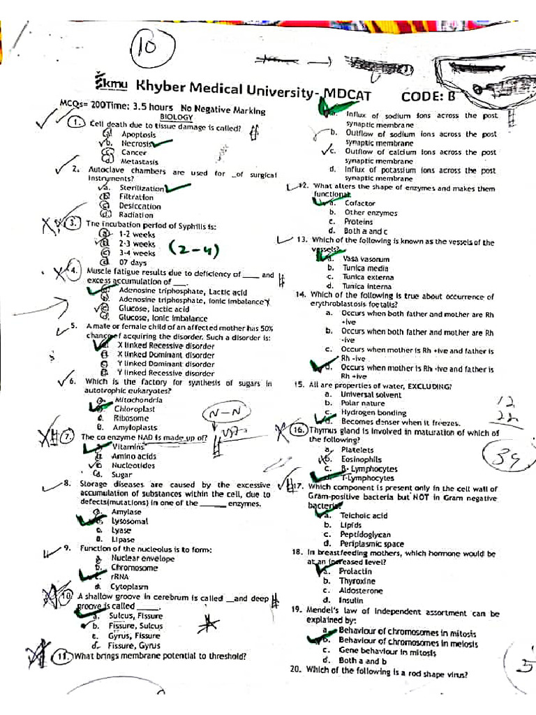 Kmu mdcat test 2023 pdf