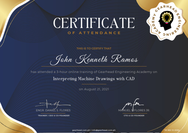 CAD Machine Drawing Training Certificate | PDF