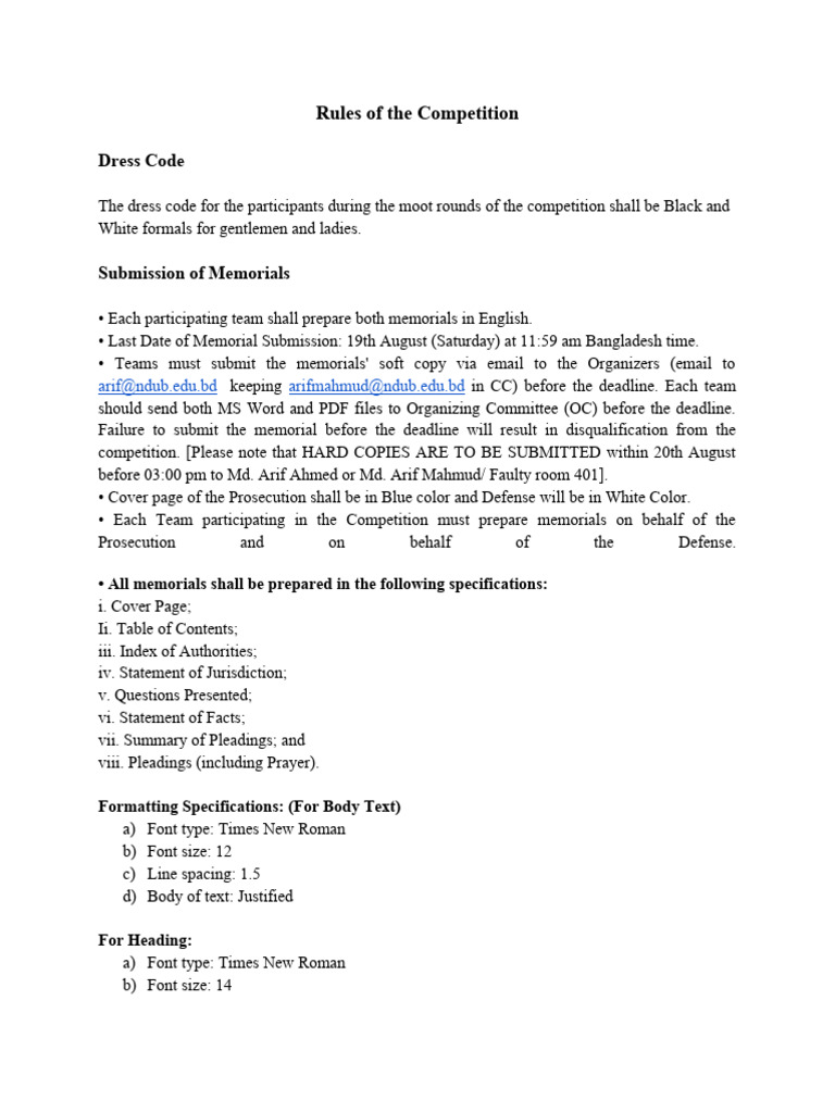 Rules of The Competition | PDF | Public Law | Justice