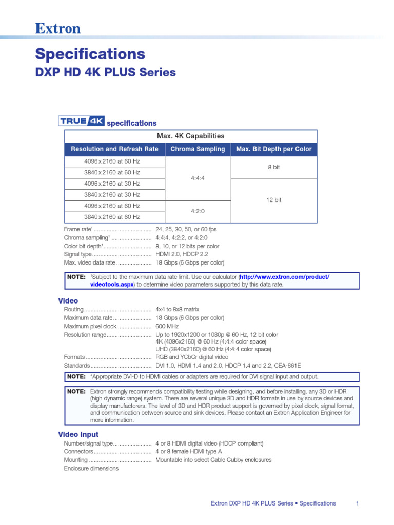 DXP HD 4K PLUS Series D3 032818 | PDF