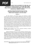 Human Resource Management in The Era of Artificial Intelligence: Future HR Work Practices, Anticipated Skill Set, Financial and Legal Implications