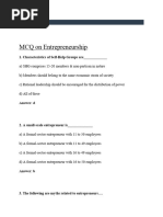 MCQ On Entrepreneurship