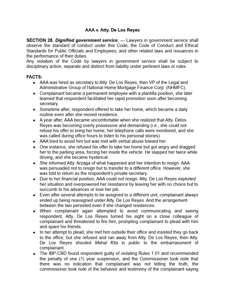 AAA V Atty. Delos Reyes | PDF | Lawyer | Disbarment