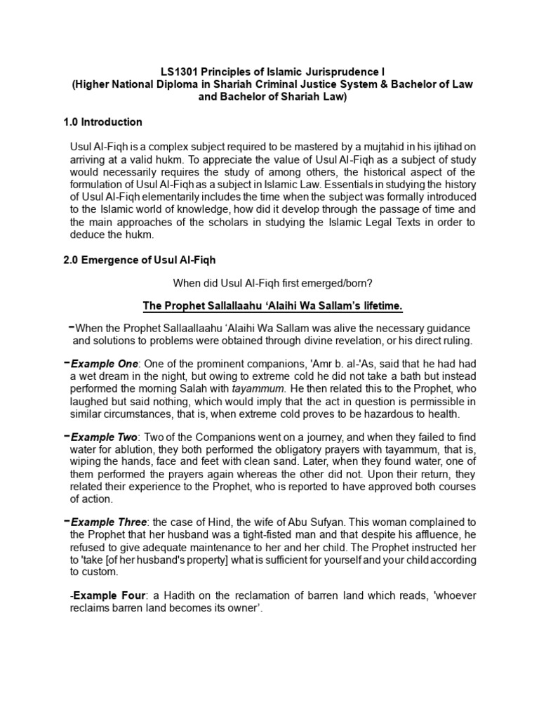 Principles of Islamic Jurisprudence Overview | PDF | Islamic Theology ...