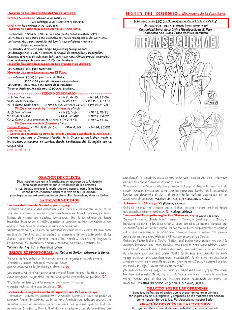 A Transfiguración Del Señor | PDF | Jesús | Oración