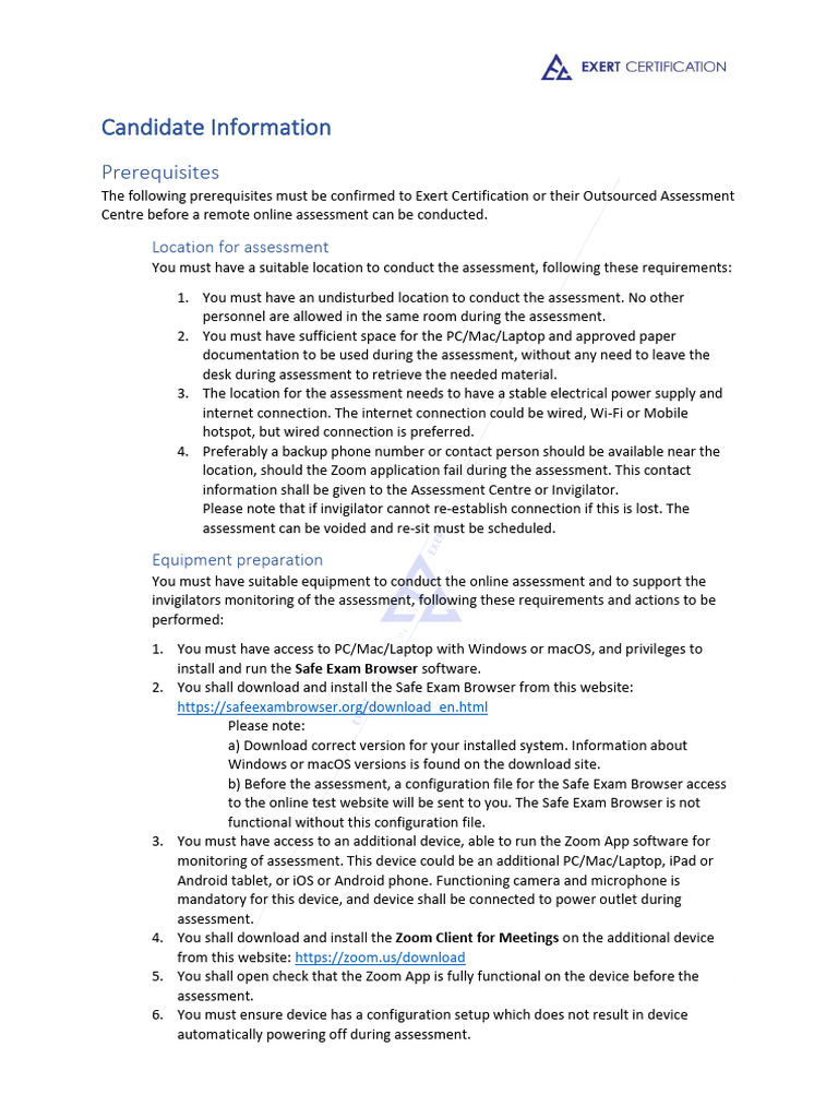 Candidate Information For Remote Online Assessment Pdf Ios