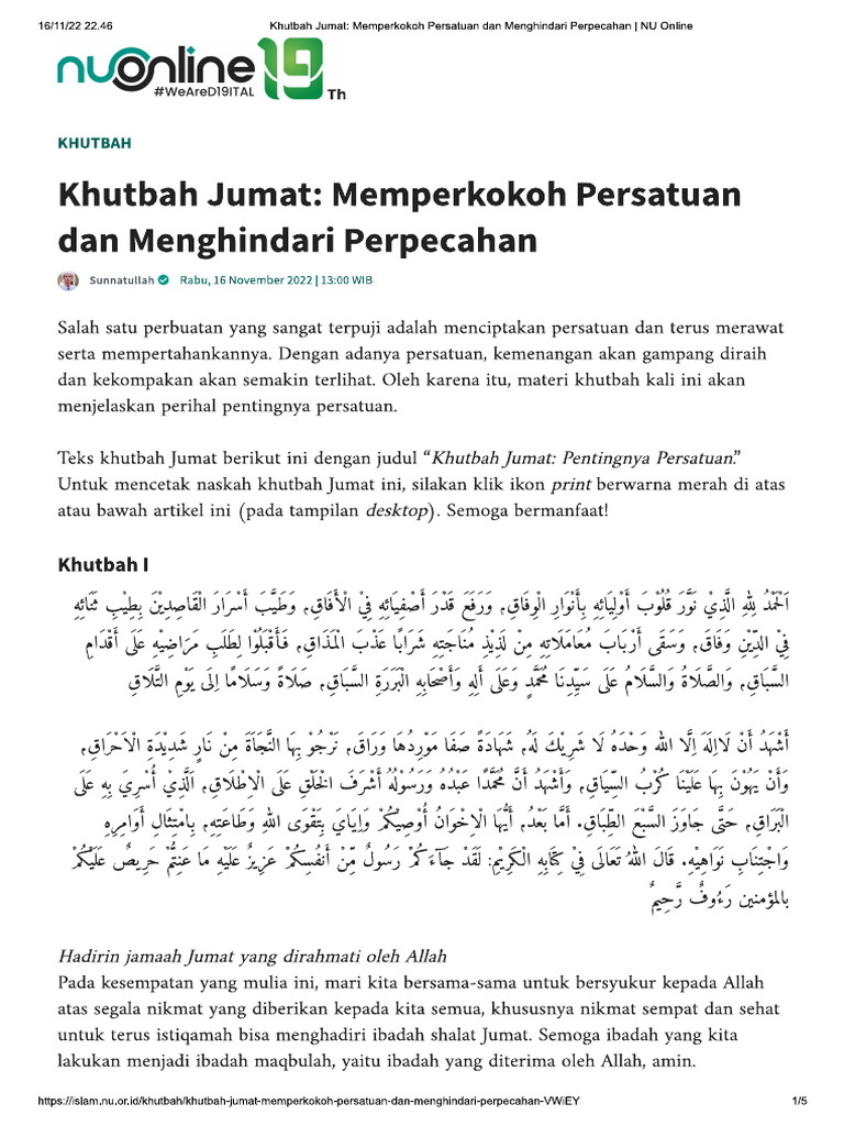 Khutbah Jumat 14 November 2025: Kekuatan Kata yang Baik