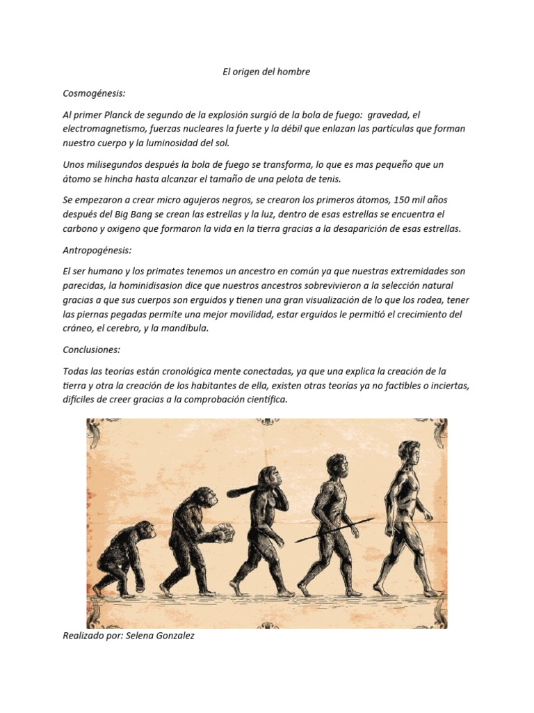Origen del Hombre: Cosmogénesis y Antropogénesis | PDF