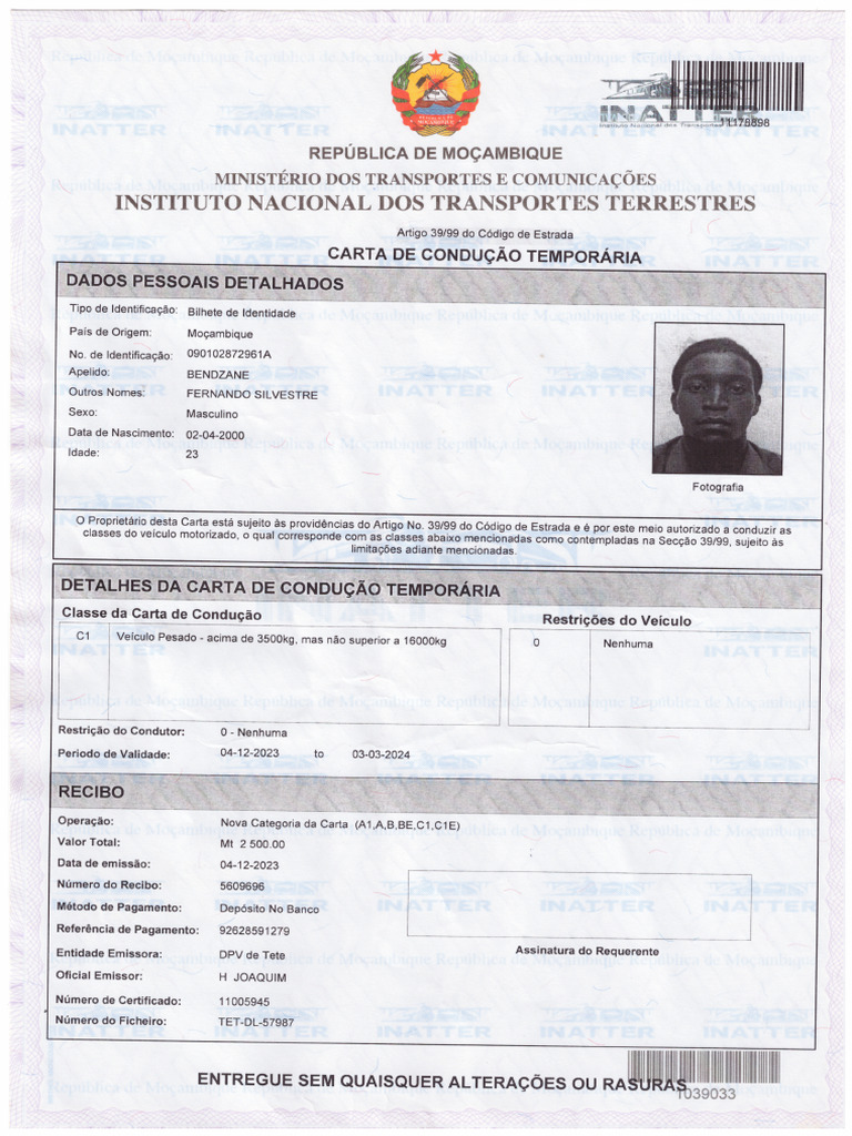 Carta De Conducao Pdf