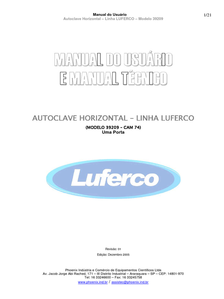 Manual da Autoclave Horizontal 39209 | PDF | Esterilização ...