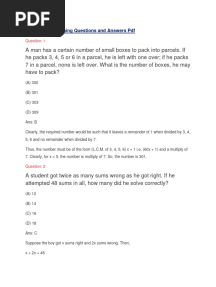Arithmetic Reasoning Questions Answers