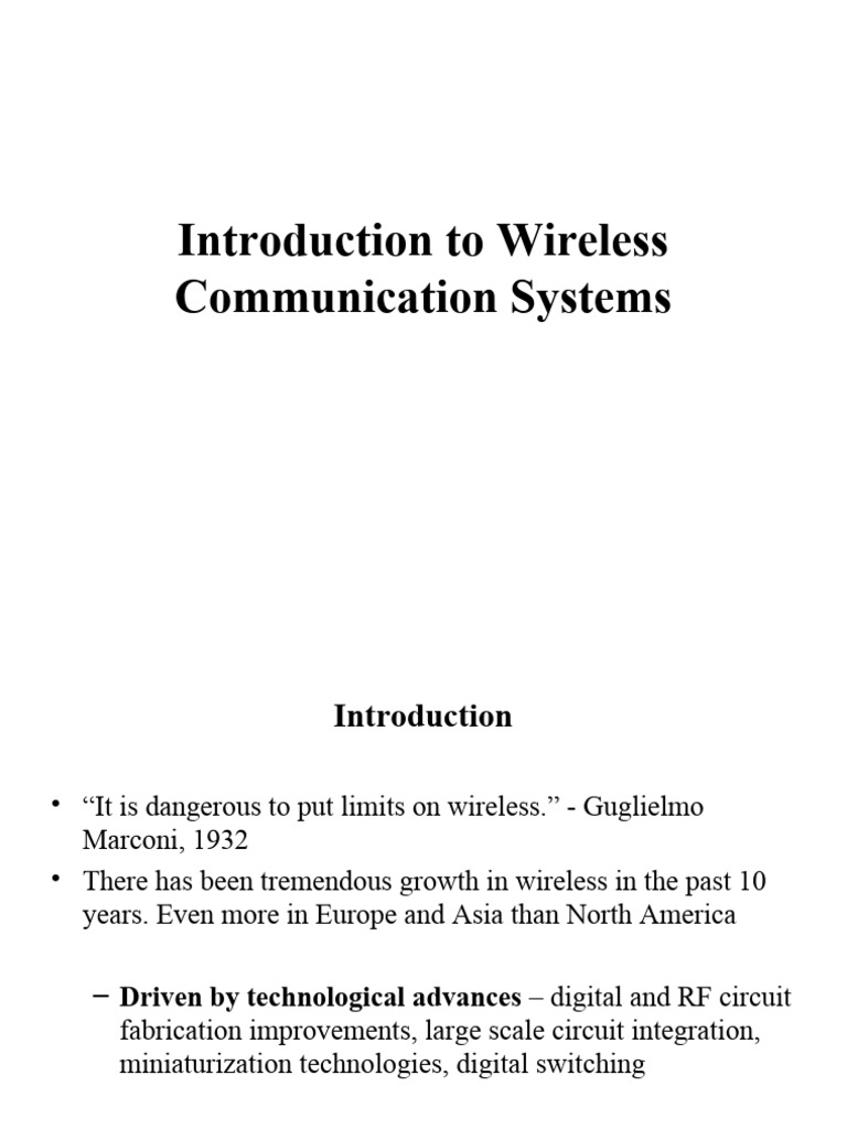 Overview of Wireless Communication Systems | PDF | Wireless | Cellular ...