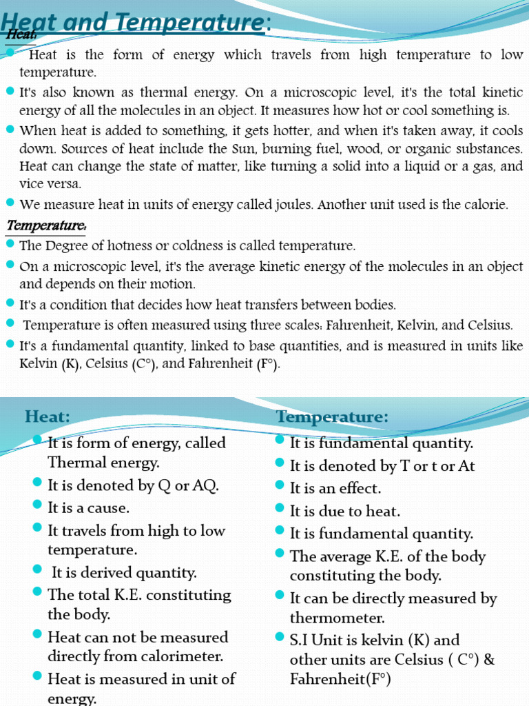 Heat And Temperature Pdf Temperature Heat