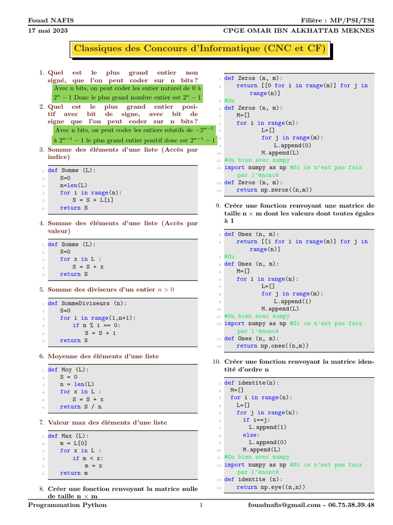 Algorithmes Python pour la Programmation | PDF | Programmation ...