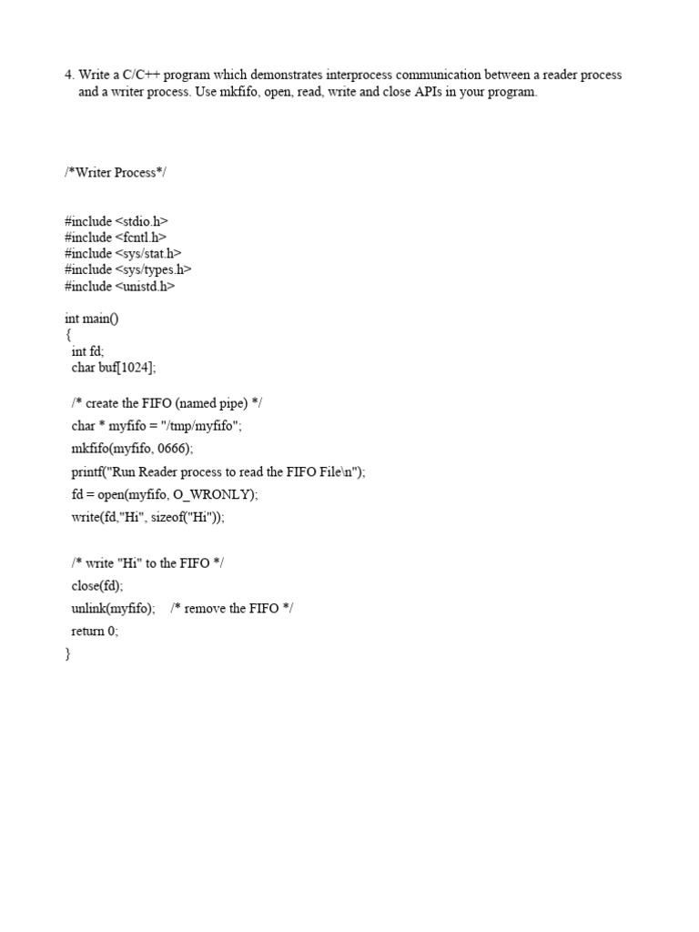 C/C++ Interprocess Communication with FIFO | PDF
