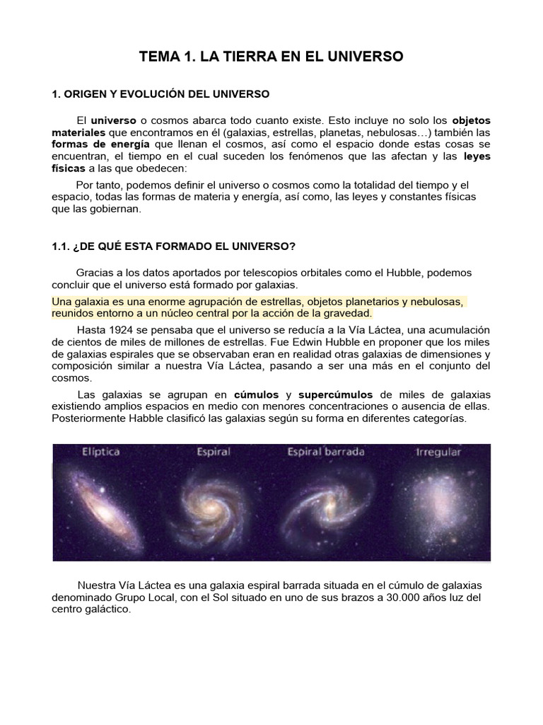 El Universo y el Sistema Solar | PDF | Galaxia | Universo