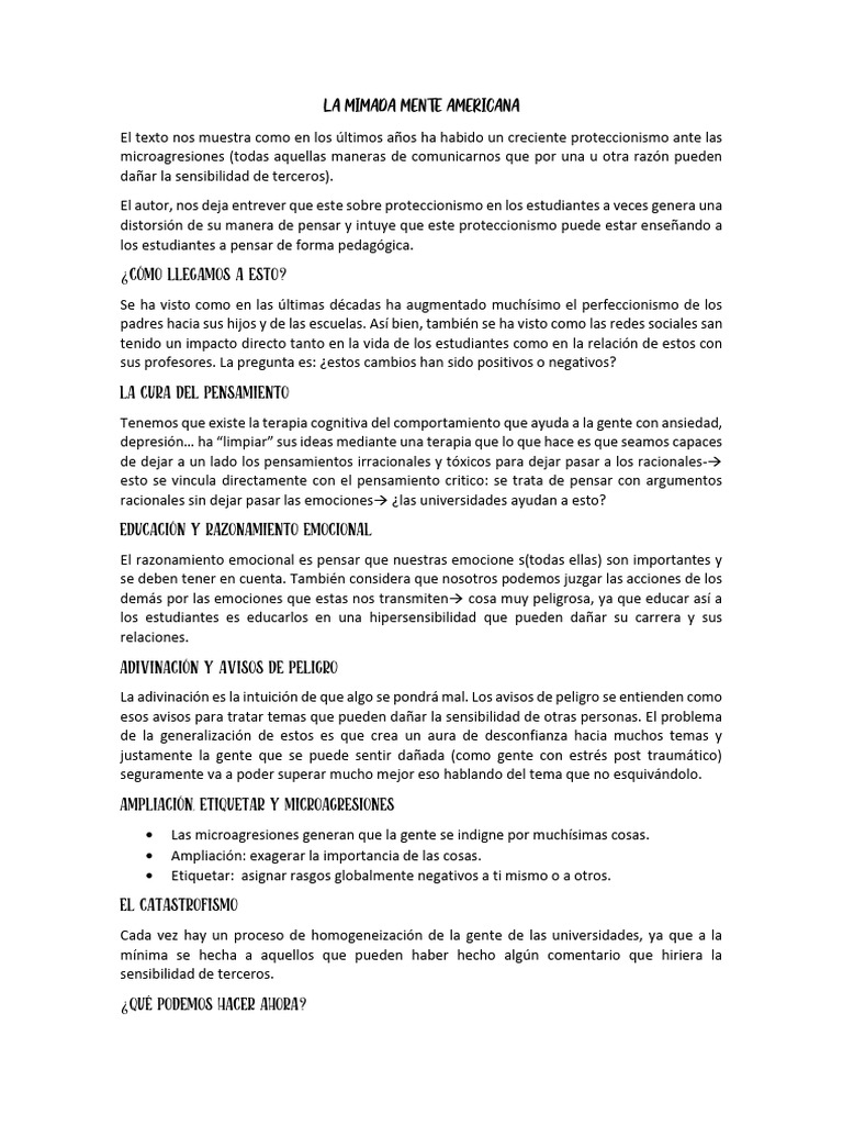 Gente mimada y pensamiento crítico | PDF | Pensamiento | Las emociones