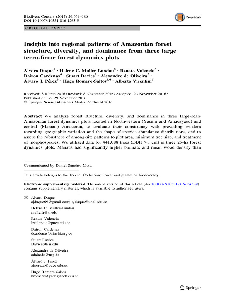 Amazonian Forest Structure and Diversity Insights | PDF | Amazon ...