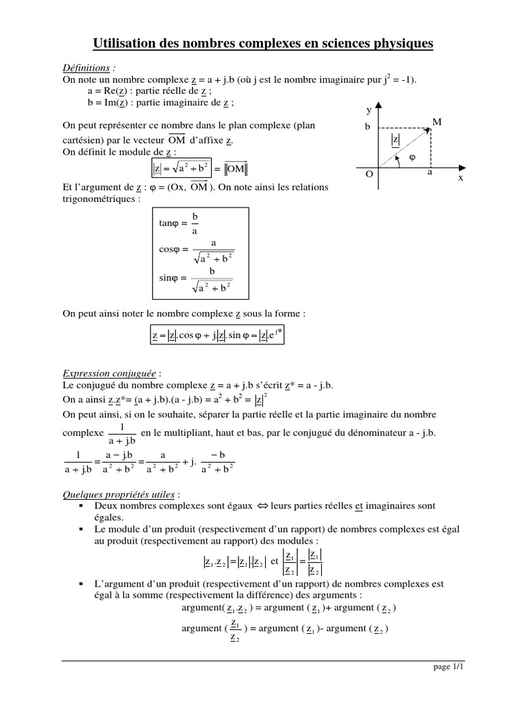 Nombres complexes en sciences physiques | PDF | Nombre complexe ...