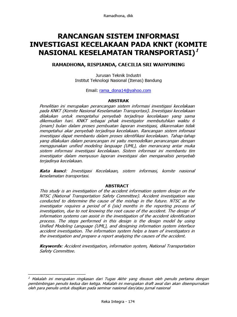Sistem Informasi Investigasi Kecelakaan KNKT | PDF