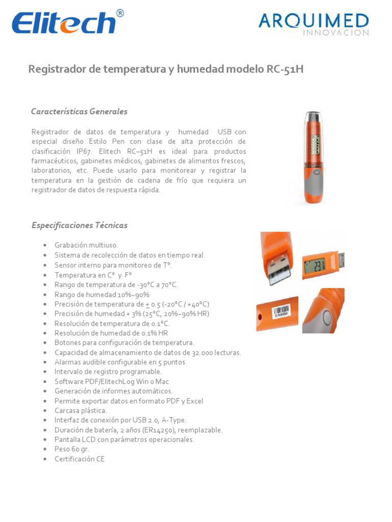 Registrador Elitech RC-51H: Guía y Especificaciones | PDF