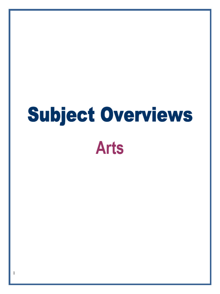 Arts Subject Overview | PDF
