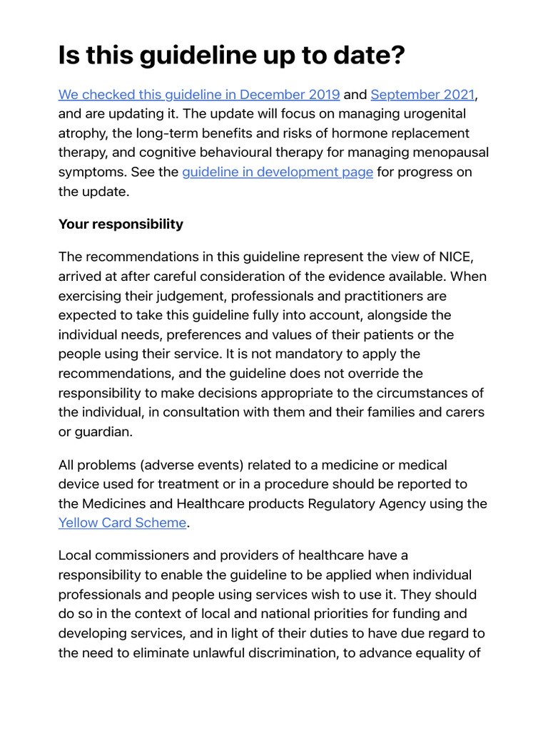 Overview Menopause Diagnosis and Management Guidance NICE PDF