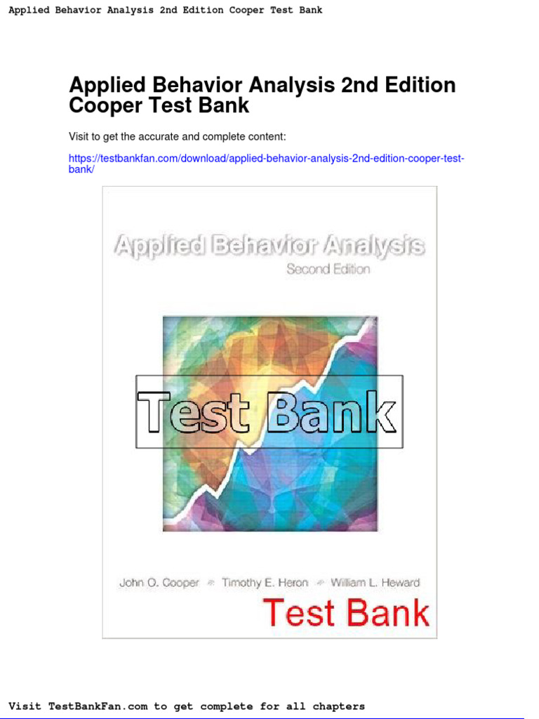 Dwnload Full Applied Behavior Analysis 2nd Edition Cooper Test Bank PDF ...