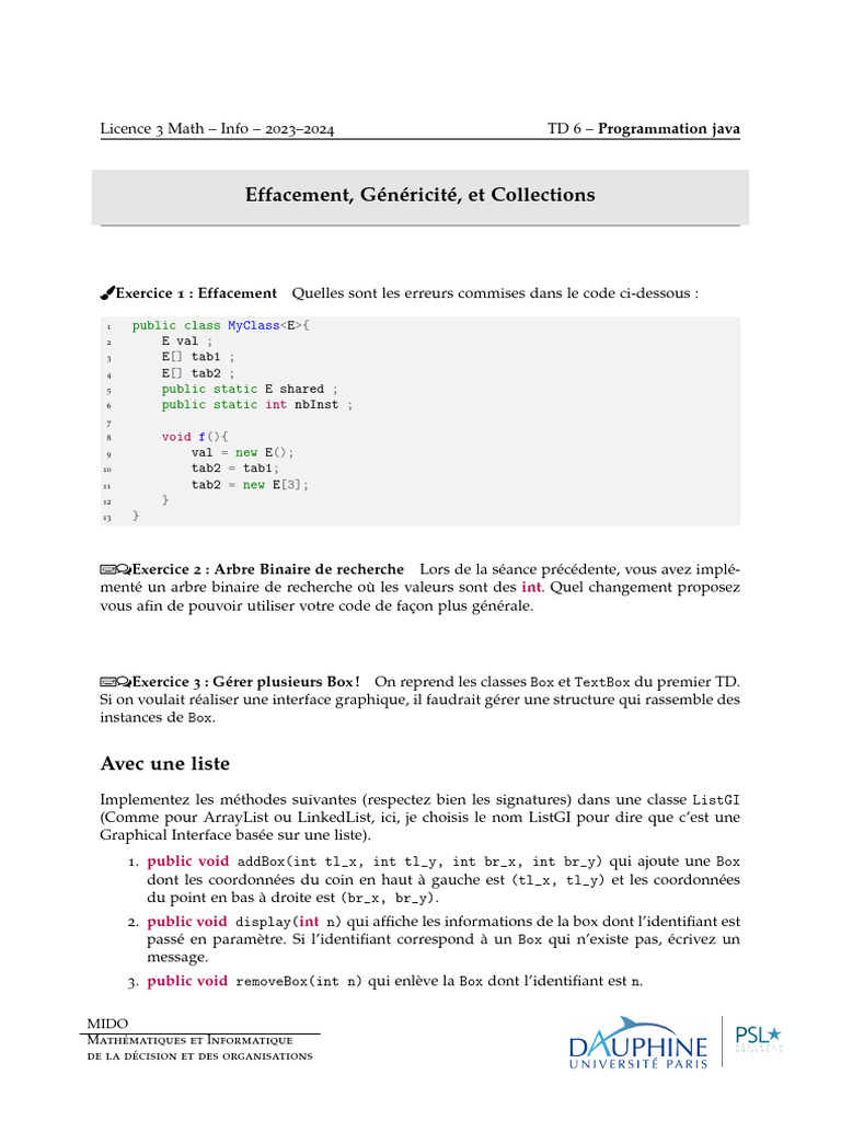 TD Gen | PDF | Java (Langage de programmation) | Informatique