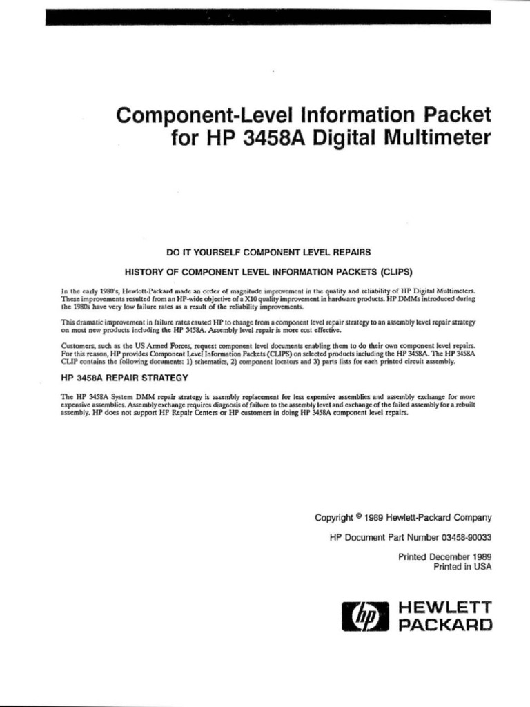 3458A Circuit PDF Hewlett Packard Resistor