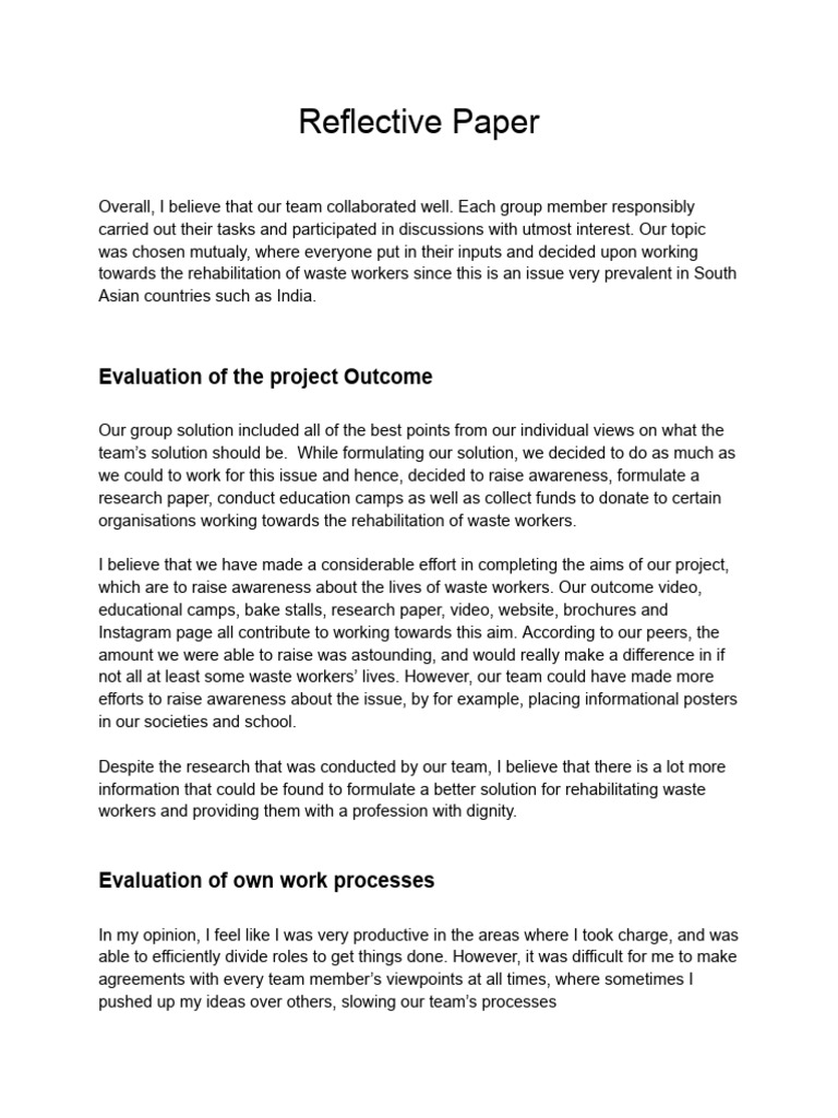 Tp Reflection Paper Puroo Duggal Download Free Pdf Academic