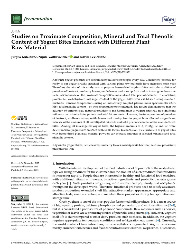 Fermentation 07 00301 v2 PDF Polyphenol Yogurt