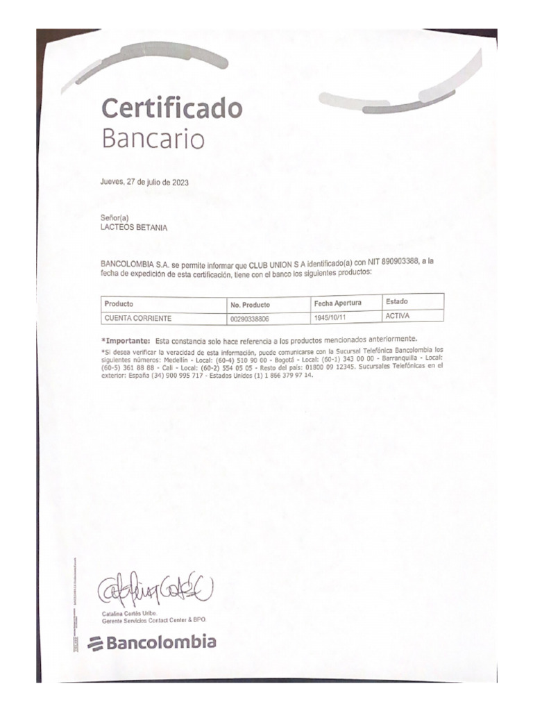 Certificacion Bancaria Pdf