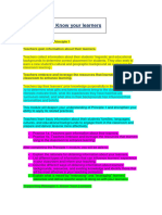 Principle 1. Know Your Learners: Some Practices For Principle 1 Teachers Gain Information About Their Learners