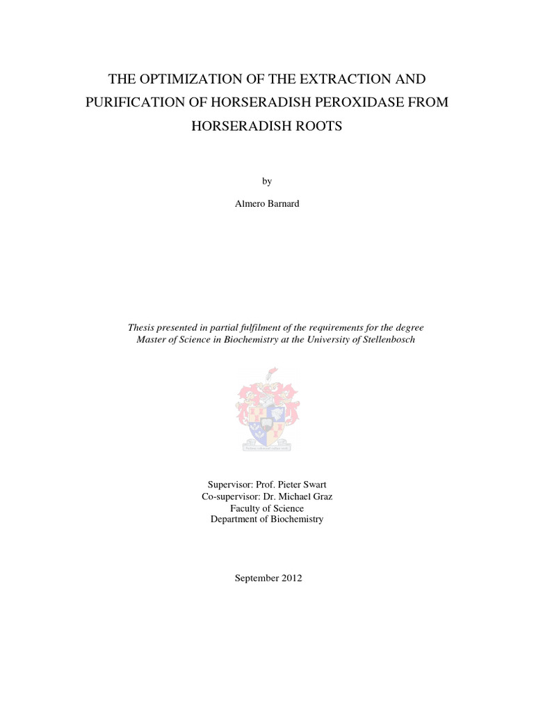 Optimisation of The Extraction and Purification of Horseradish