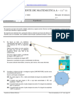 1.º Teste de Matemática A 11.º 11: 1.º Período 02/11/2023 Duração: 90 Minutos Nome: N.º: Classificação: O Professor